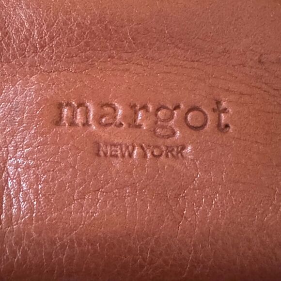 Margot NY Mary Scoop Crossbody Leather Purse Double Zipper Brandy Brown - Picture 8 of 13